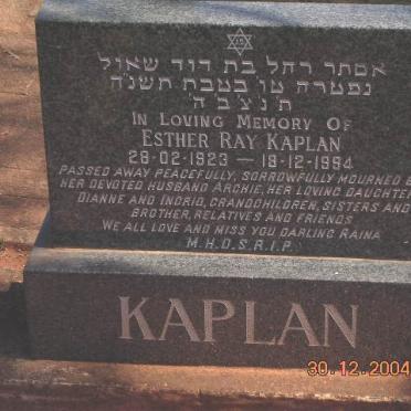 KAPLAN Esther Ray 1923-19?4