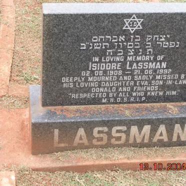 LASSMAN Isidore 1908-1992