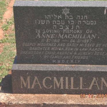 MACMILLAN Anne 1910-1997