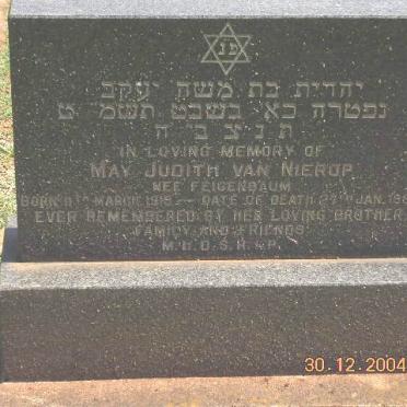 NIEROP May Judith, van nee FEIGENBAUM 1919-19??