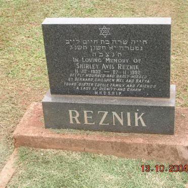 RESNIK Shirley Avis 1932-1992