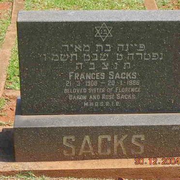 SACKS Frances 1908-1986