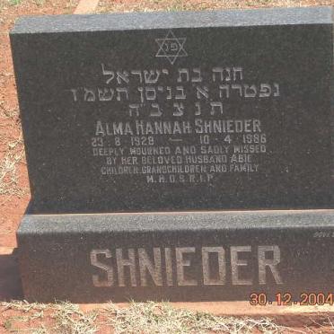 SHNIEDER Alma Hannah 1928-1986
