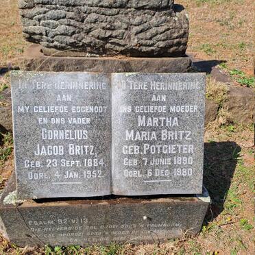 BRITZ Cornelius Jacob 1883-1952 & Martha Maria POTGIETER 1890-1980