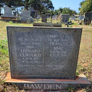 BAWDEN Leonard Clifford 1927-1996 & Frances May 1928-2018
