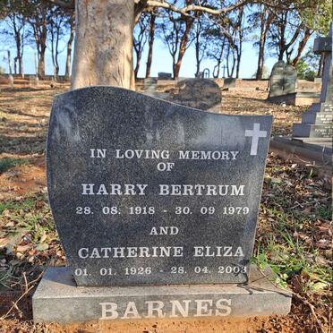 BARNES Harry Bertrum 1918-1979 & Catherine Eliza 1926-2003
