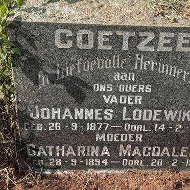 COETZEE Johannes Lodewikus 1877-1962 & Catharina Magdalena 1894-1978