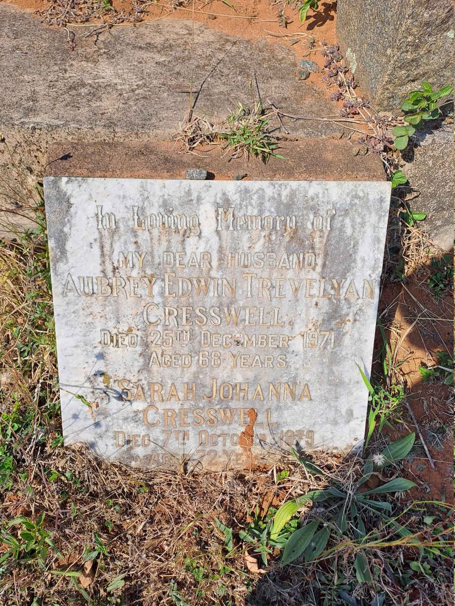 CRESSWELL Aubrey Edwin Trevelyan -1971 :: CRESSWELL Sarah Johanna -1979