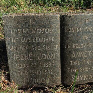 CROUCH Irene Joan 1896-1972 :: SNYMAN Annette 1901-1964