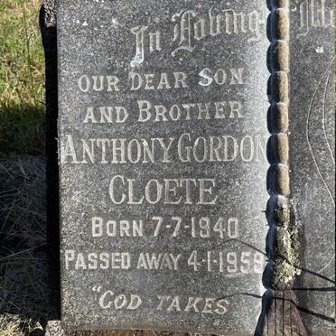 CLOETE Anthony Gordon 1940-1959