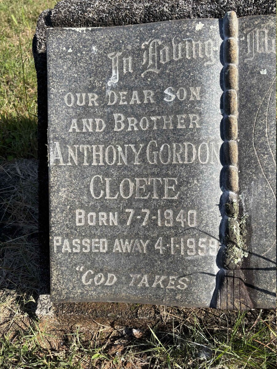 CLOETE Anthony Gordon 1940-1959