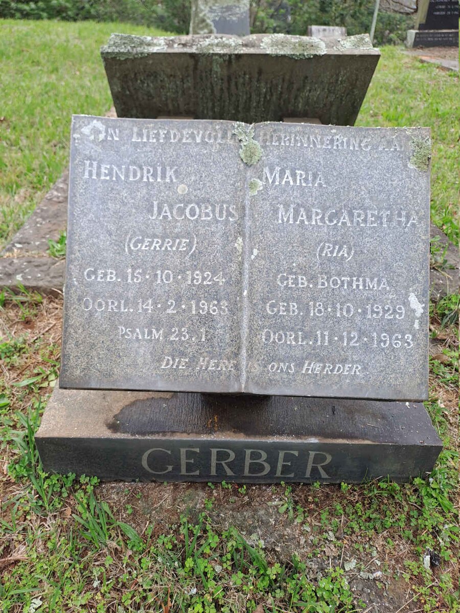 GERBER Hendrik Jacobus 1924-1963 & Maria Margaretha BOTHA 1929-1963