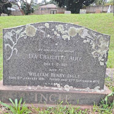 INGLE William Henry 1891-1976 & Eva Charlotte Alice -1961