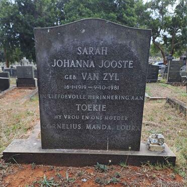 JOOSTE Sarah Johanna nee VAN ZYL 1919-1981