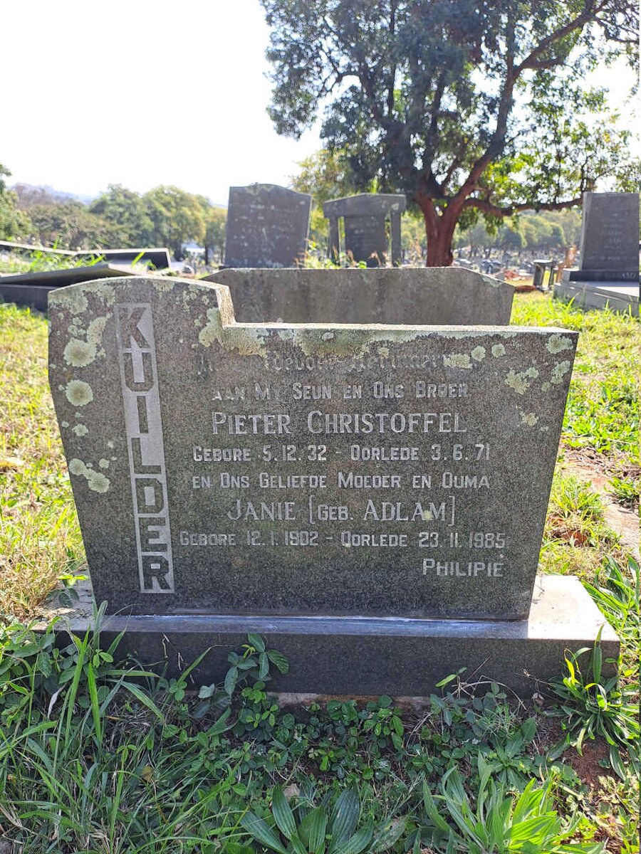 KUILDER Janie nee ADLAM 1902-1985 :: KUILDER Pieter Christoffel 1932-1971