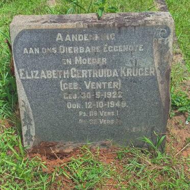 KRUGER Elizabeth Gertruida nee VENTER 1922-1949