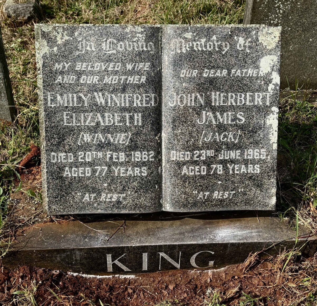 KING John Herbert James -1965 & Emily Winifred Elizabeth -1962 