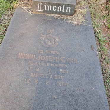LINCOLN Henri Joseph Cyril 1931-1984