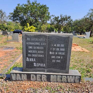 MERWE Anna Sophia, van der 1911-1996