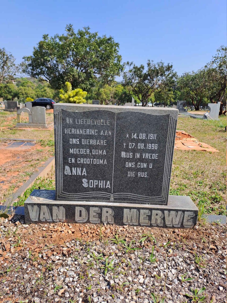 MERWE Anna Sophia, van der 1911-1996