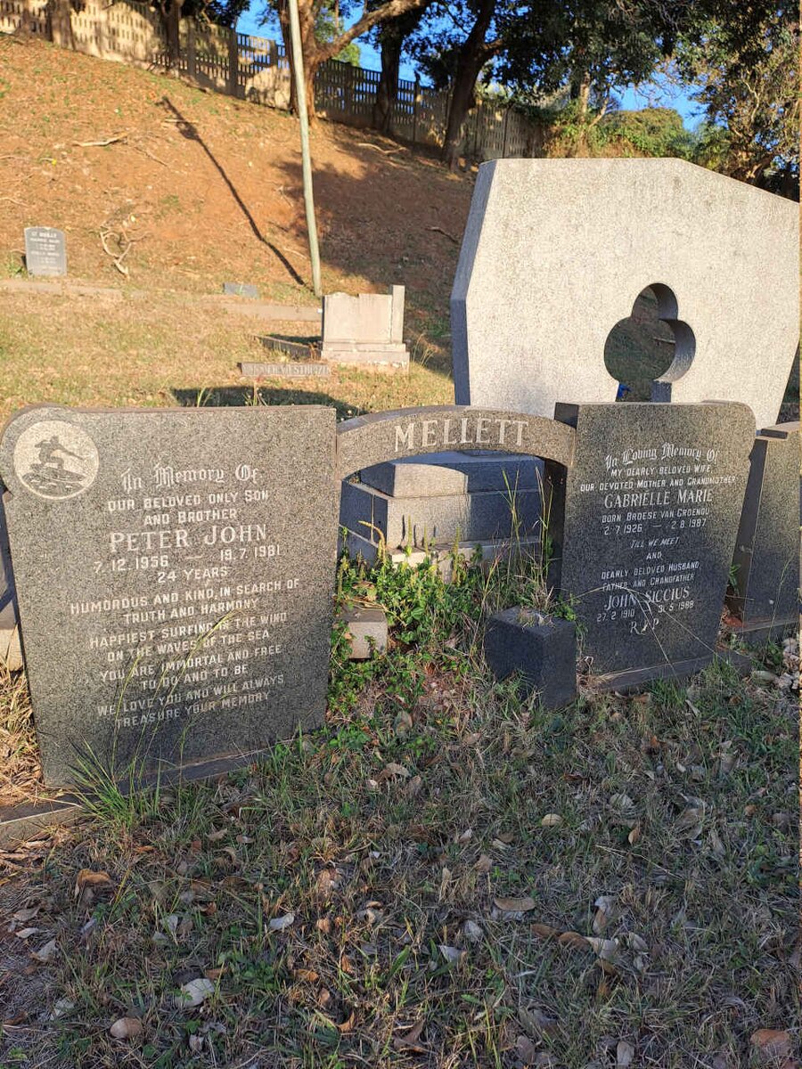 MELLETT John Siccius 1910-1988 &  Gabrielle Marie BROESE VAN GROENOU 1926-1987 :: MELLETT Peter John 1956-1981 _1