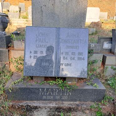 MARTIN John Paul 1904-1984 & Anna Constantia 1910-1984