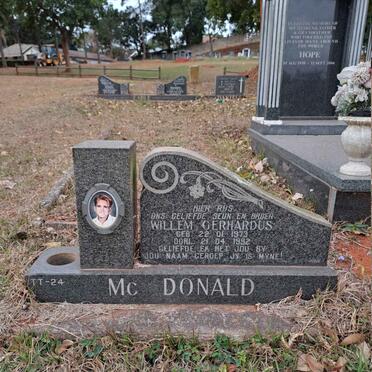 MCDONALD Willem Gerhardus 1973-1992