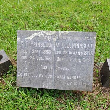 PRINSLOO G.F. 1898-1951 :: PRINSLOO M.C.J. 1935-1949
