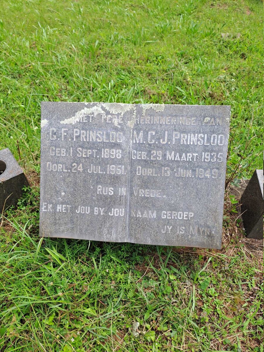 PRINSLOO G.F. 1898-1951 :: PRINSLOO M.C.J. 1935-1949