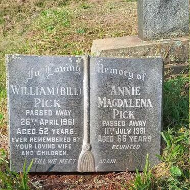 PICK William -1961 & Annie Magdalena -1981