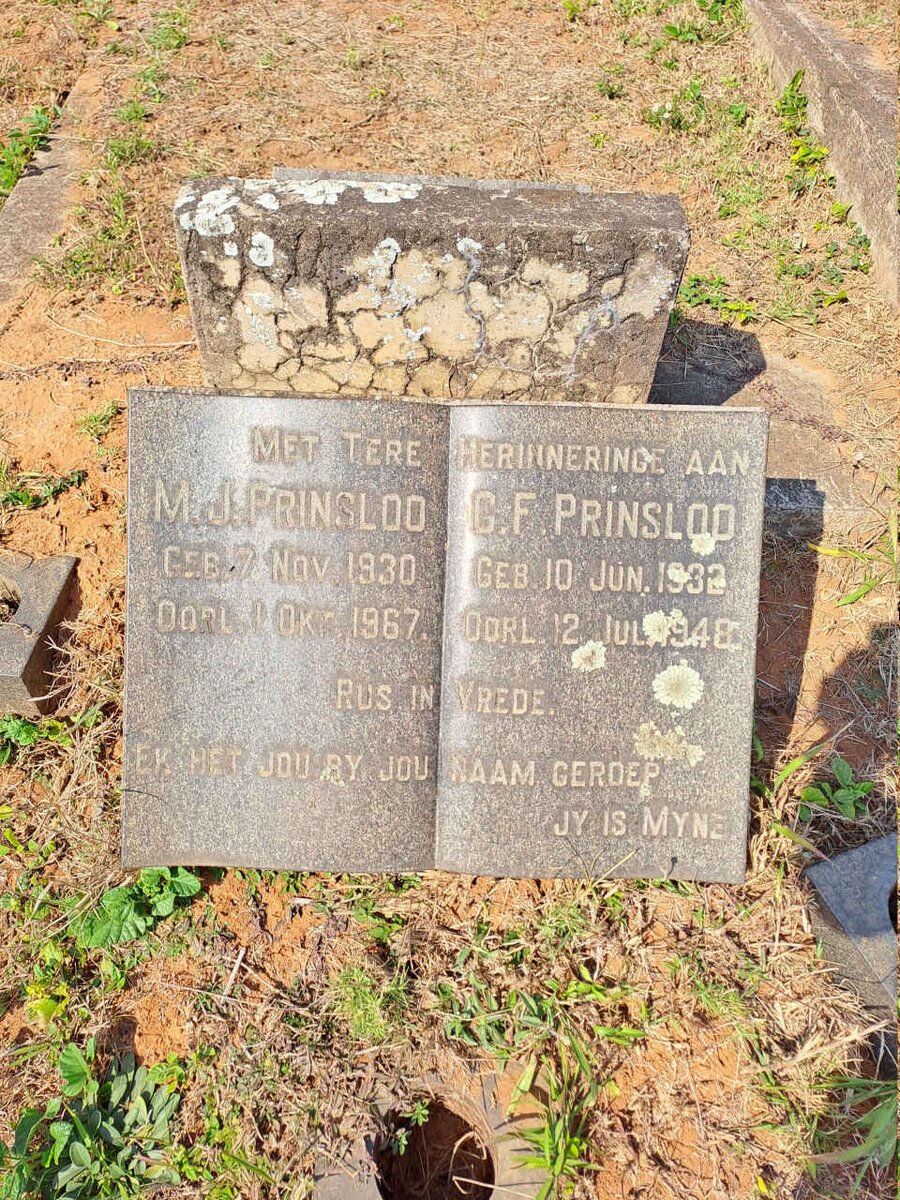 PRINSLOO M.J. 1930-1967 :: PRINSLOO G.F. 1932-1948