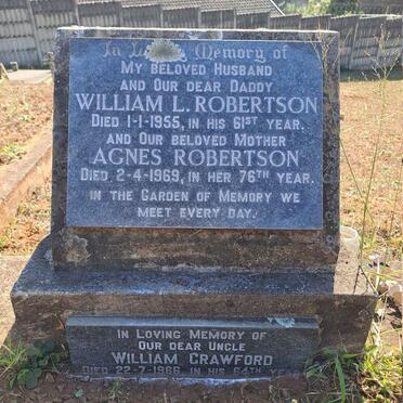 ROBERTSON William L. -1955 :: ROBERTSON Agnes -1969 :: CRAWFORD William -1966