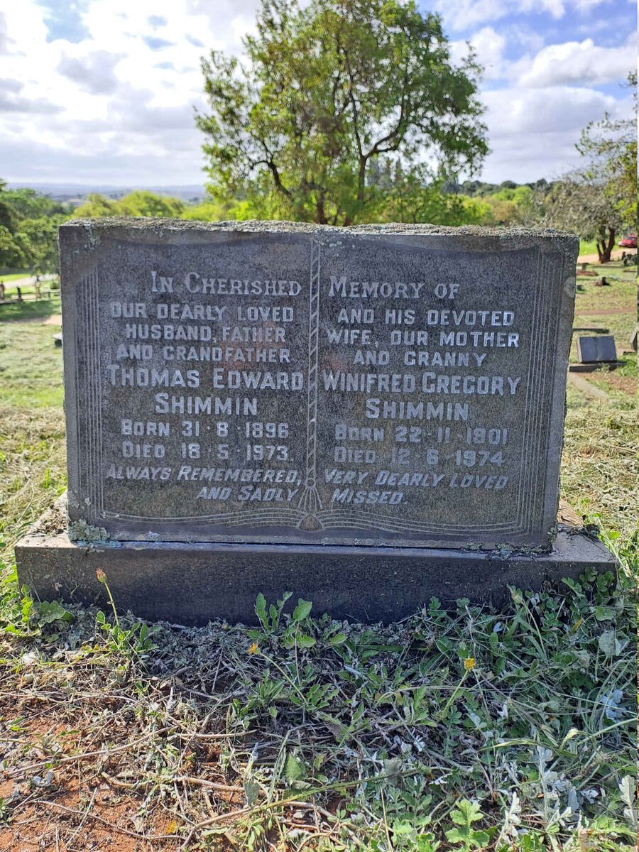 SHIMMIN Thomas Edward 1896-1973 & Winifred Gregory 1901-1974