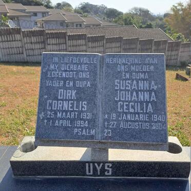 UYS Dirk Cornelius 1931-1994 & Susanna Johanna Cecilia 1940-2004