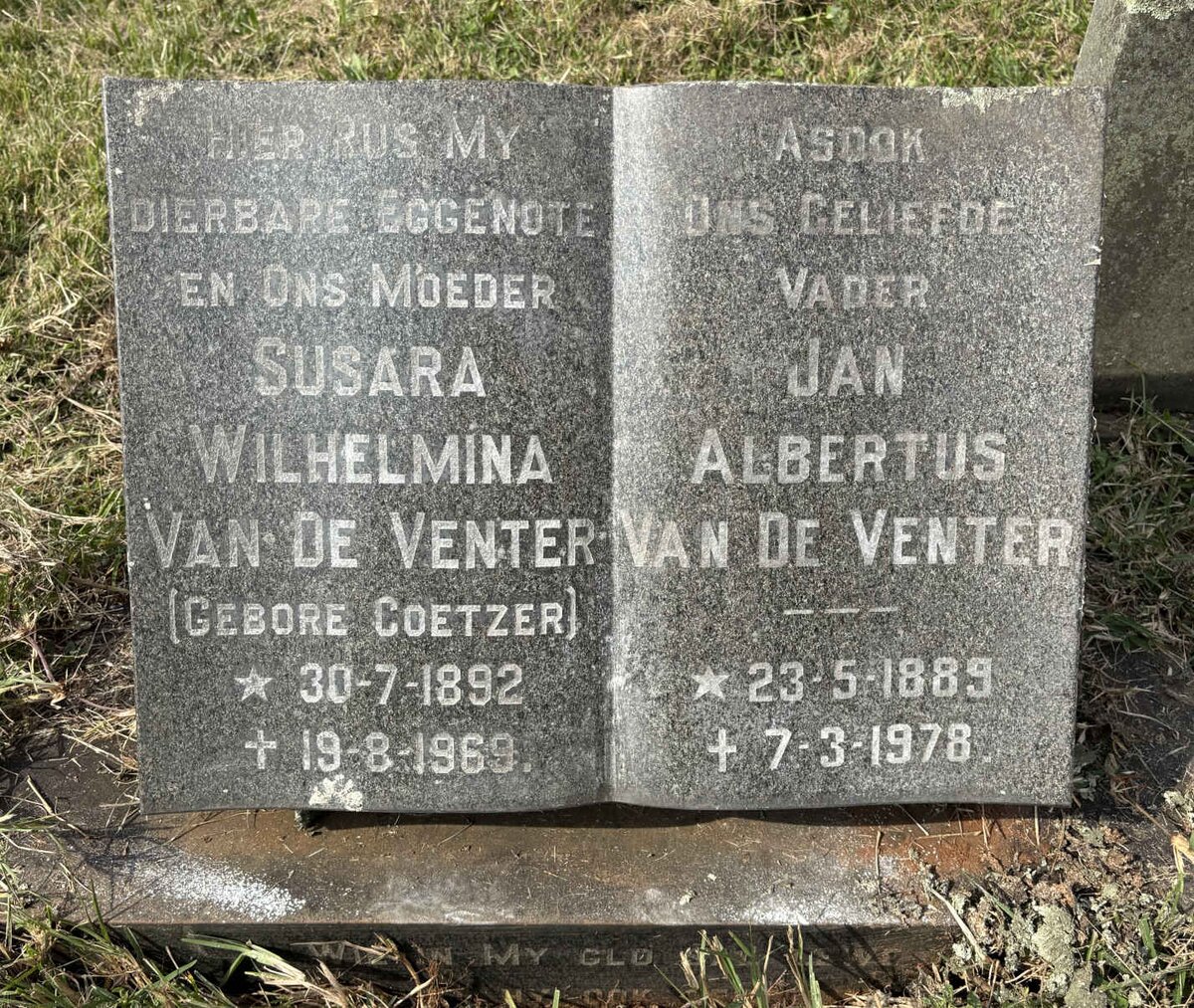 VENTER Jan Albertus, van de 1889-1978 & Susara Wilhelmina COETZER 1892-1969