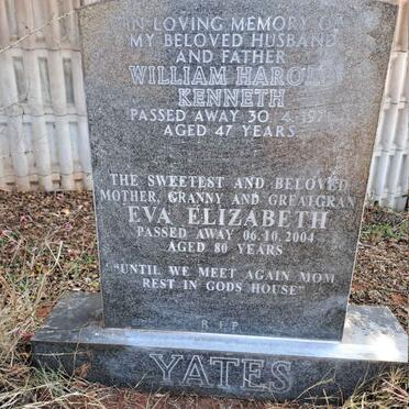 YATES William Harold Kenneth -1971 & Eva Elizabeth -2004