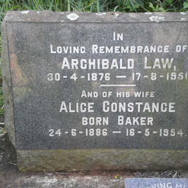 LAW Archibald 1876-1951 &amp; Alice Constance BAKER 1886-1954