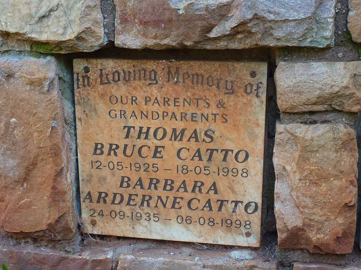 CATTO Thomas Bruce 1925-1998 &amp; Barbara Arderne 1935-1998