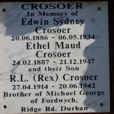 CROSOER Edwin Sydney 1886-1934 &amp; Ethel Maud 1887-1947 :: CROSOER R.L. 1914-1942