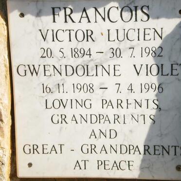 FRANCOIS Victor Lucien 1894-1982 &amp; Gwendoline Violet 1908-1996