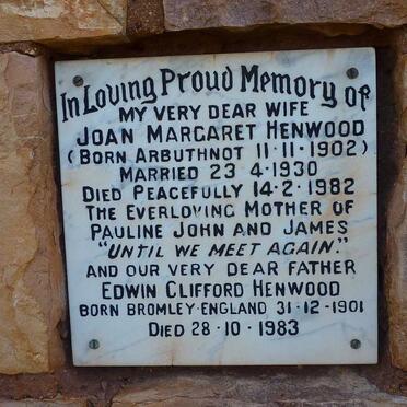 HENWOOD Edwin Clifford 1901-1983 &amp; Joan Margaret ARBUTHNOT 1902-1982