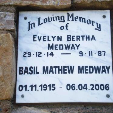 MEDWAY Basil Mathew 1915-2006 &amp; Evelyn Bertha 1914-1987