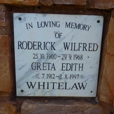 WHITELAW Roderick Wilfred 1900-1968 &amp; Greta Edith 1912-1997