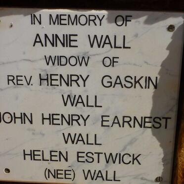WALL Annie :: WALL John Henry Earnest :: ESTWICK Helen nee WALL