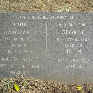 HARGRAVES John -1953 &amp; Maud Alice -1976 :: HARGRAVES George -1953 :: HARGRAVES John -1929