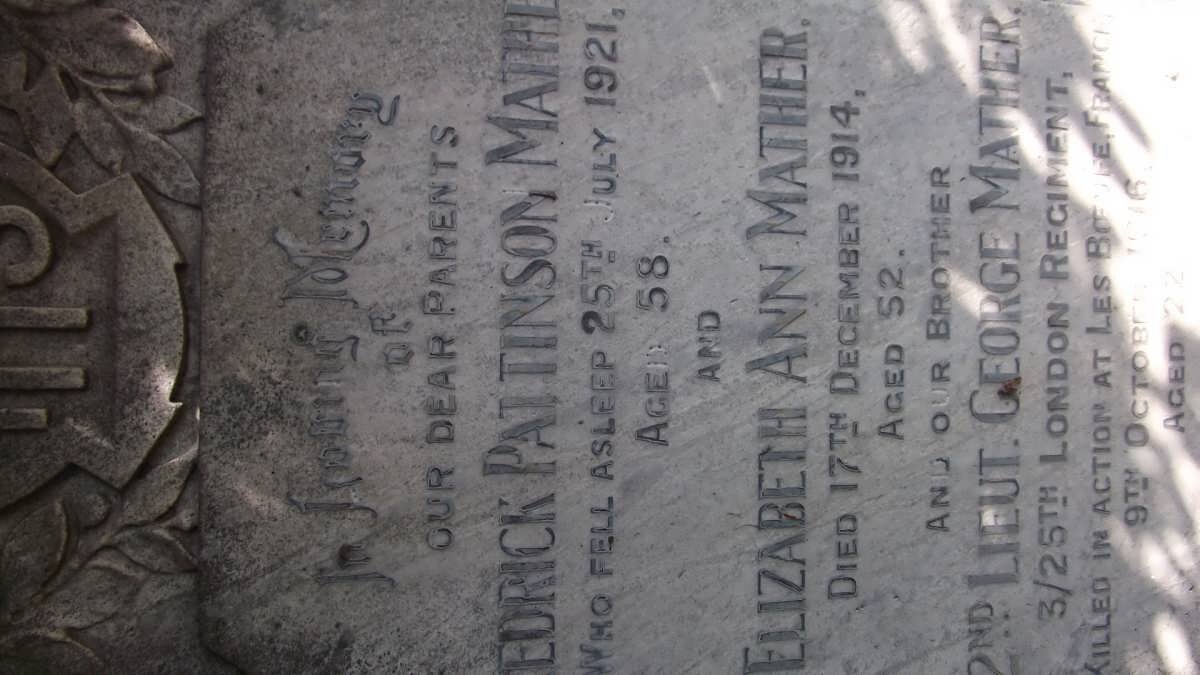 MATHER Frederick Pattinson -1921 &amp; Elizabeth Ann -1914 :: MATHER George-1916 :: MATHER SHAW David -1918