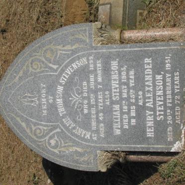 STEVENSON William -1905 &amp; Mary Ann Thomson -1899 :: STEVENSON Henry Alexander -1951