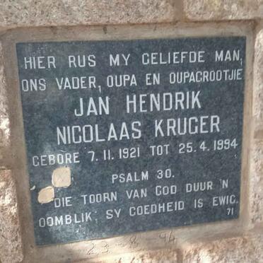KRUGER Jan Hendrik Nicolaas 1921-1994