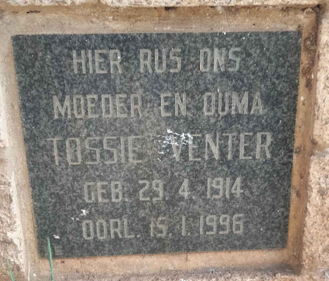 VENTER Tossie 1914-1996