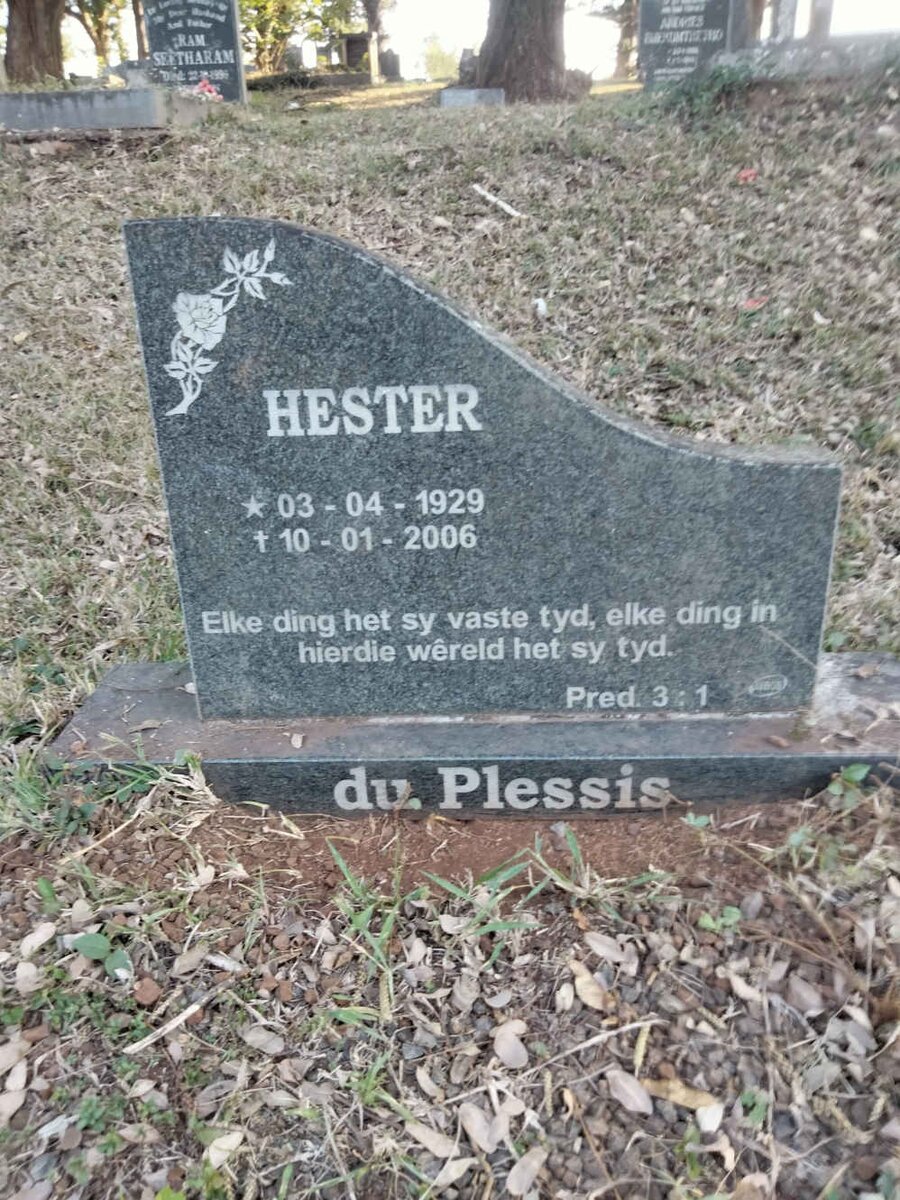 PLESSIS Hester, du 1929-2006